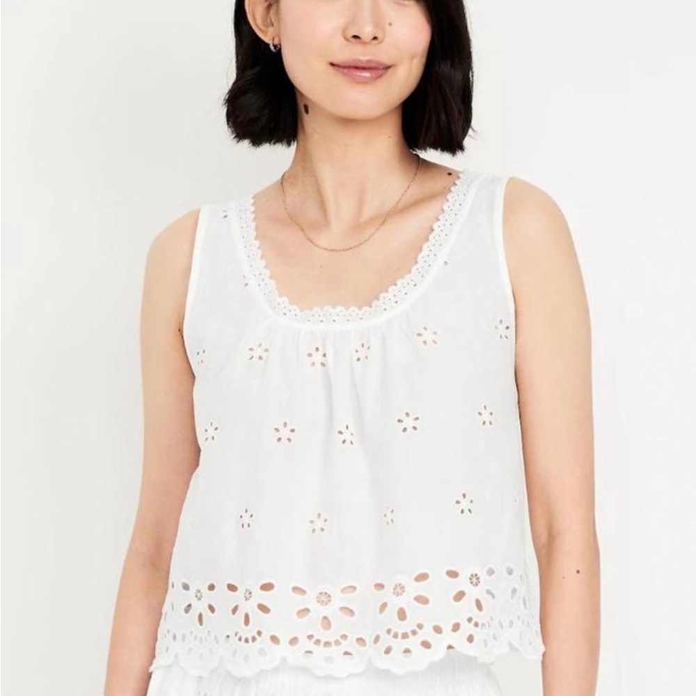 Old Navy White Eyelet Tank
